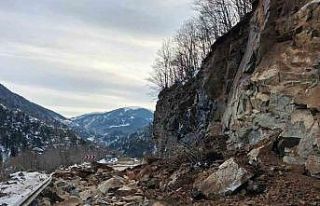 Giresun-Sivas kara yolunda heyelan: Yol kontrollü...