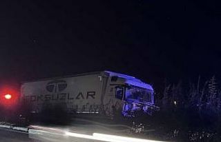 Giresun’da tır aydınlatma direğine çarptı,...