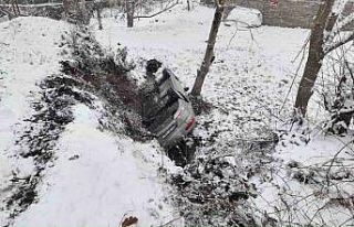 Hakimiyetini kaybeden otomobil dereye uçtu: 3 yaralı