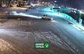 Karda 27 saniye drift yapan kamyonet sürücüsüne...