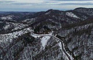 Karla kaplanan 900 rakımlı Çam Dağı, kartpostallık...