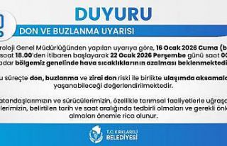 Kırklareli genelinde don ve buzlanma uyarısı: 6...