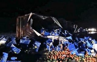 Kütahya-Eskişehir karayolunda meyve yüklü tır...