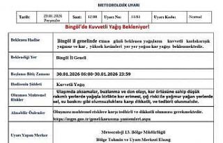 Meteorolojiden Bingöl için kuvvetli yağış uyarısı