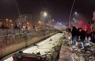 Otomobil kanala uçtu: 1 yaralı