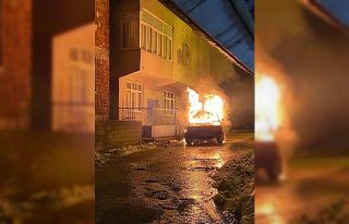 Park halindeki otomobil alevlere teslim oldu