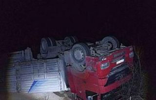 Seyir halindeki tır devrildi; 3 yaralı