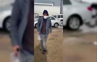 Sonda tüpüne meyve suyu koyup dilencilik yapan şahıs...