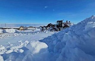 Süphan Dağı eteğindeki beldede zorlu kar mesaisi