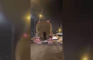 Tanker arkasında tehlikeli yolculuk