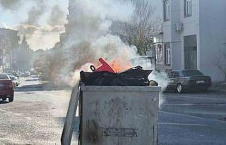 Tekirdağ’da çöp konteynerinde yangın paniği