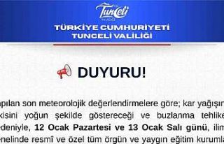 Tunceli’de eğitime 2 gün ara