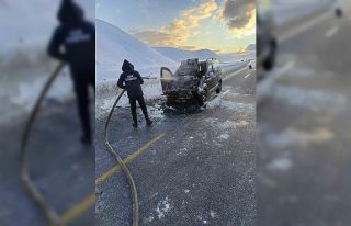 Van’da seyir halindeki kamyonet yandı