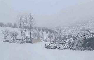 Yoğun kar yağışına dayanamayan halı sahanın...