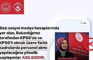 Aile ve Sosyal Hizmetler Bakanlığı: "KPSS’siz...