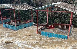 Alanya’da çay taştı: İşletmelere ait çardaklar...