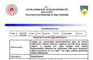 Bingöl için ‘Kuvvetli Yağış’ uyarısı