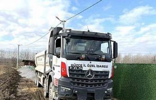 Düzce’de köy yollarında bakım çalışmaları...