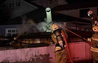 Düzce’de rüzgarın etkisi ile çıkan yangın...