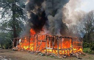 Hasır ev alevlere teslim oldu