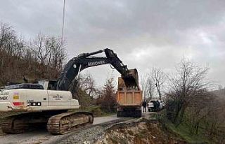 Heyelanlı bölgede çalışma yapıldı