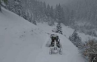 Kastamonu’da köy yollarında karla mücadelesi...