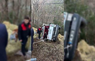 Kastamonu’da saman yüklü kamyonet, şarampole...