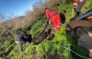 Kuyuya düşen buzağı kurtarıldı