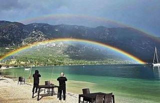 Muğla Akbük Koyu’nda oluşan Gökkuşağı mest...