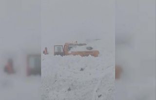 Muş-Kulp kara yolunda iş makinesinin üzerine çığ...