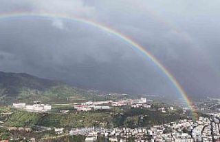 Sağanak sonrası gökkuşağı Aydın’ı sardı