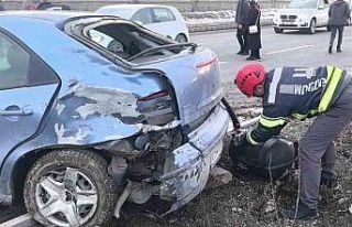 Trafik kazası sonrası araçtan kopan LPG tankı...