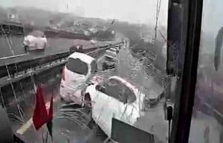 8 kişinin yaralandığı kaza anı kamerada