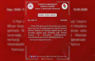 Amasya Valiliği: "İlimizden de hissedilen deprem...