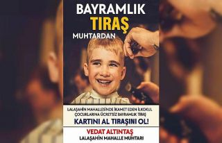 Çocukların bayram tıraşı muhtardan..!