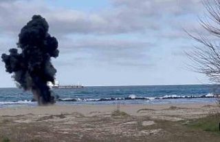 Halk plajındaki İHA, S.A.S. timleri tarafından...