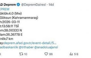 Kahramanmaraş’ta 4 büyüklüğünde deprem