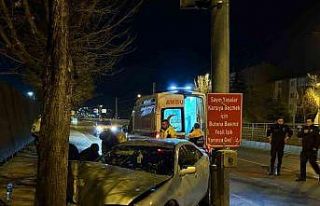 Kaldırıma çıkan otomobil ağaca çarptı: 2 yaralı