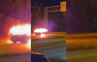 Kartal’da seyir halindeki araç alev alev yandı