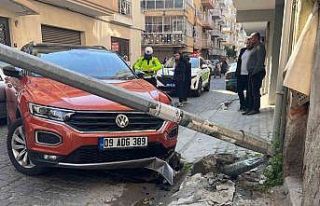 Kontrolden çıkan otomobil aydınlatma direğini...