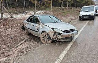 Kontrolden çıkan otomobil yol kenarına savruldu:...