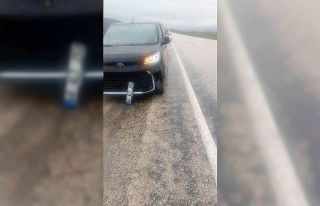 Köpeğe çarpan araç kaza yaptı: maddi hasar oluştu