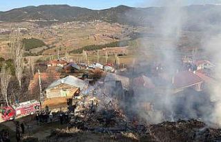 Köyde korkutan yangın: Evler ve ahırlar küle döndü