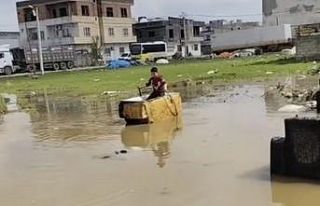 Mardin’de yağmur suyu birikintisinde "buzdolabı...