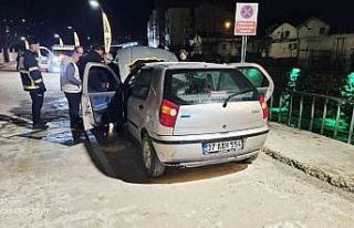 Otomobili küle dönmekten itfaiye kurtardı