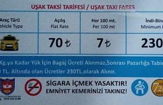 Uşak’ta taksi indi-bindi ücreti 230 TL oldu