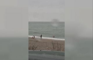 Akçakoca’da yağmura ve soğuk havaya rağmen denize...