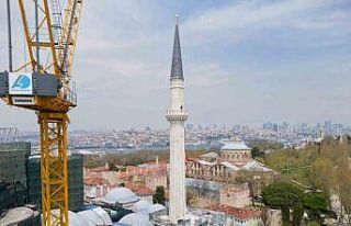 Ayasofya’nın kuzeydoğu minaresinde restorasyon...