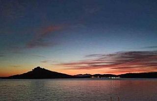 Ayvalık sahilinde gün batımı böyle görüntülendi