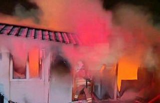 Depremzede ailenin yaşadığı konteyner alevlere...